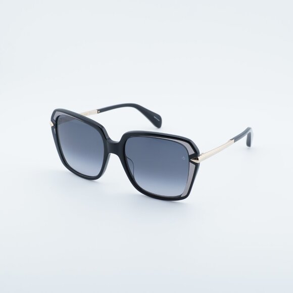 Rag & Bone RNB1059/G/S 0807 9O Sunglasses Black Square Frame, Grey Lenses main image 4